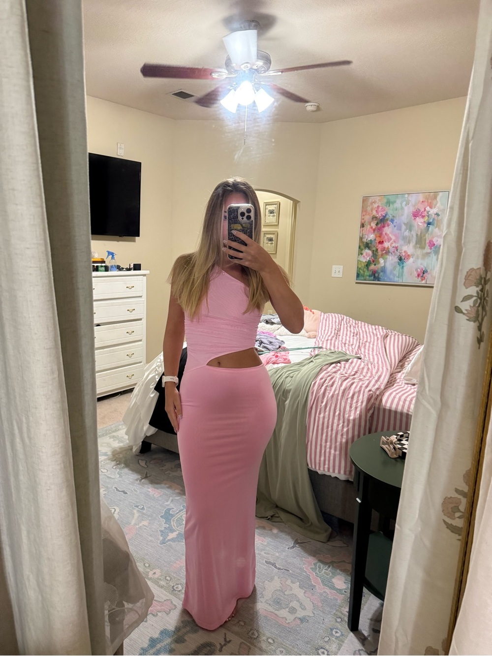 Peppermayo Pink Cutout Maxi Skirt Dress